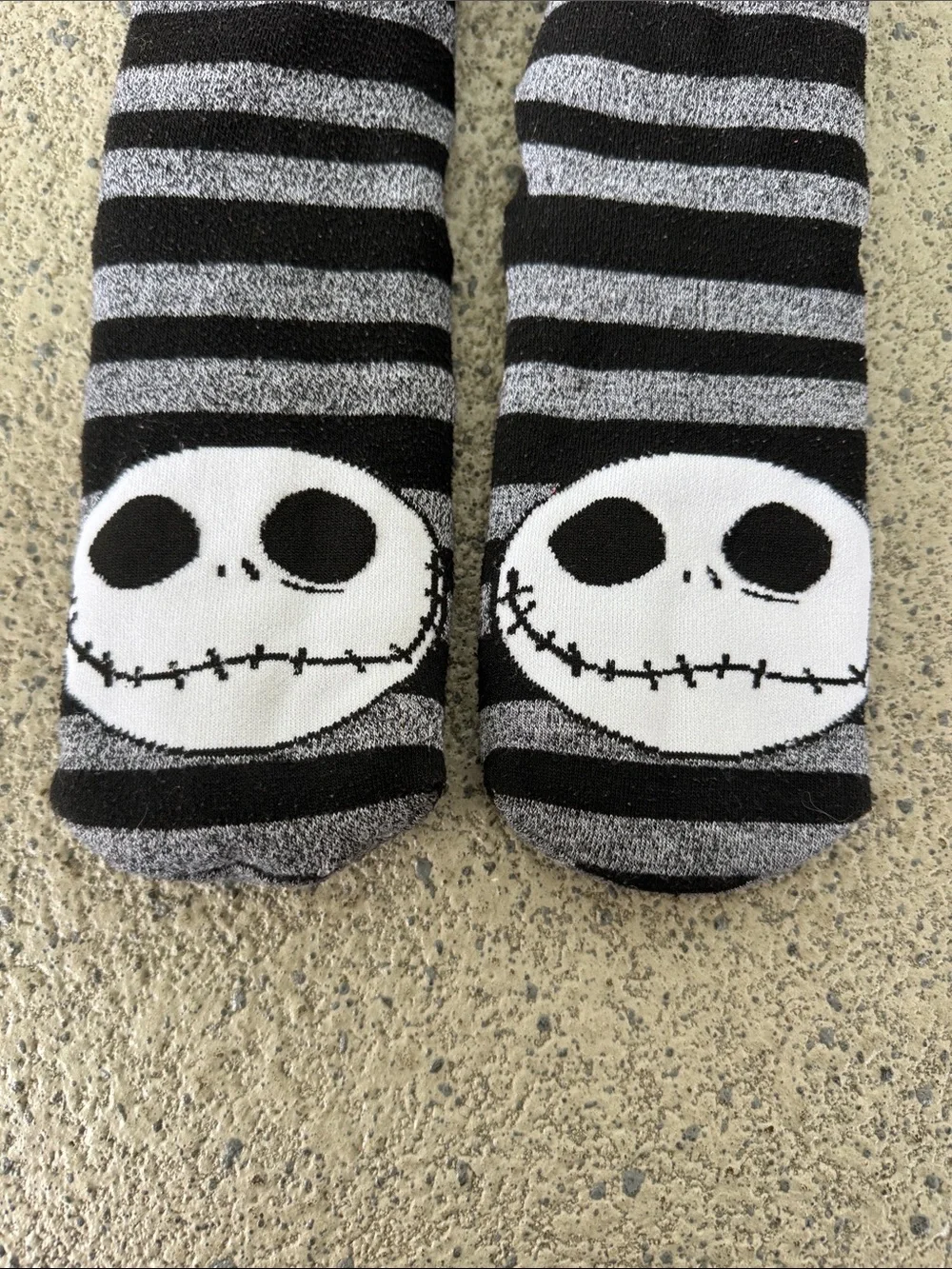 Disney Nightmare Before Christmas Jack Skellington black stripe fleece socks